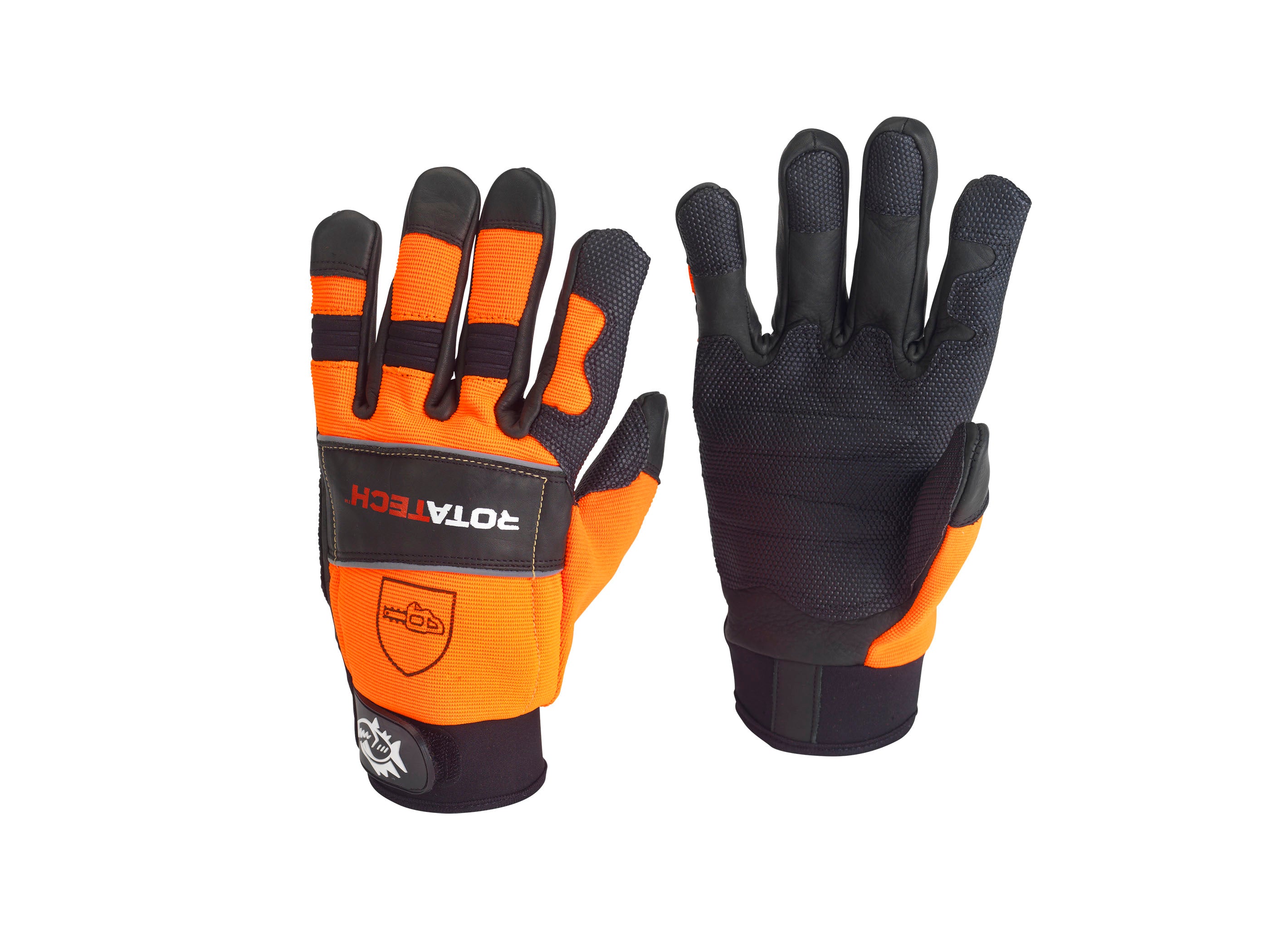 Rotatech Premium Chainsaw Safety Gloves â€“ Class 1  - Black/Orange