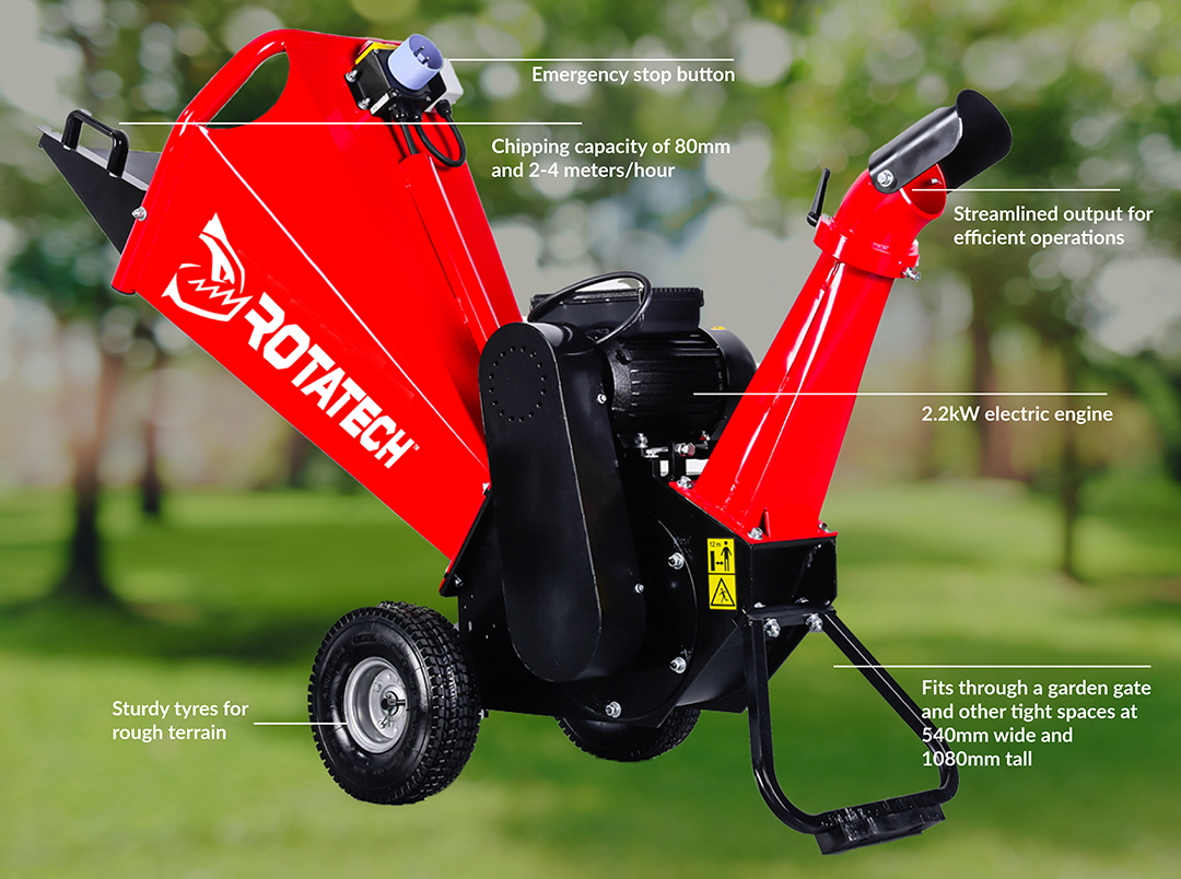 Rotatech 7HE Electric Wood Chipper Features